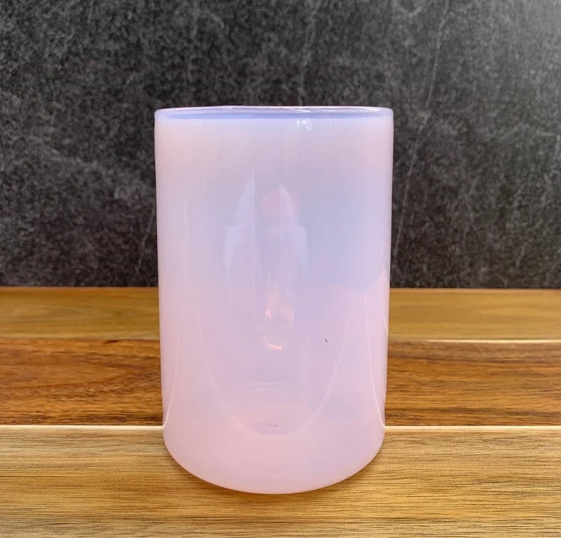 Handblown Jade Pink Glass Mug, Iridescent Borosilicate Coffee & Tea Cup