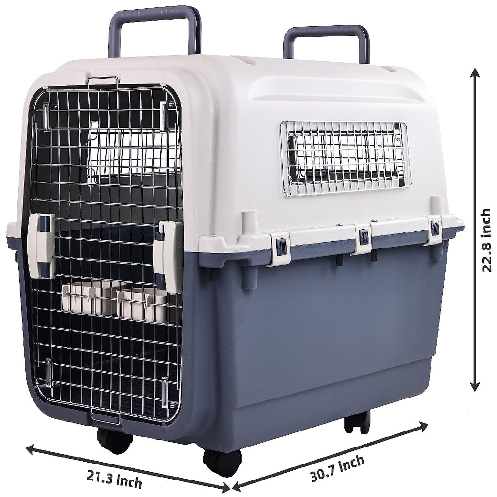 Only Supports Self Pickup  Plastic Dog Kennel, Pet Transport, Rolling Plastic Airline Approved Wire Door Travelling Dog Crate, Small-Medium-Large