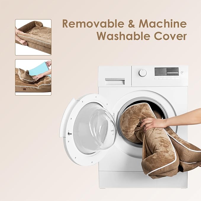 Luxury Orthopedic Dog Bed with Bolster – Memory Foam Comfort for Large and Medium Dogs, Washable Cover, Anti-Slip Bottom