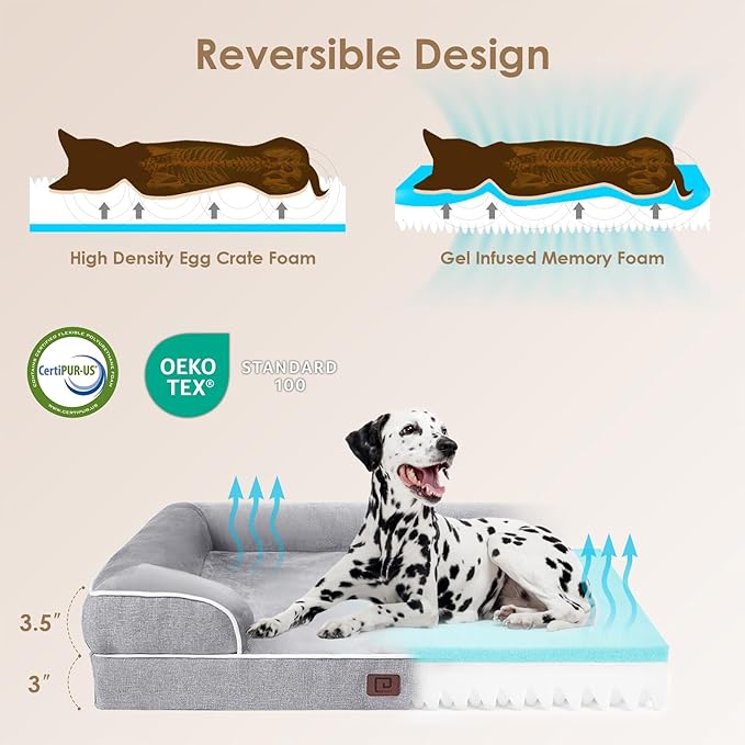 Luxury Orthopedic Dog Bed with Bolster – Memory Foam Comfort for Large and Medium Dogs, Washable Cover, Anti-Slip Bottom