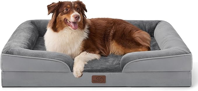 Luxury Orthopedic Dog Bed with Bolster – Memory Foam Comfort for Large and Medium Dogs, Washable Cover, Anti-Slip Bottom