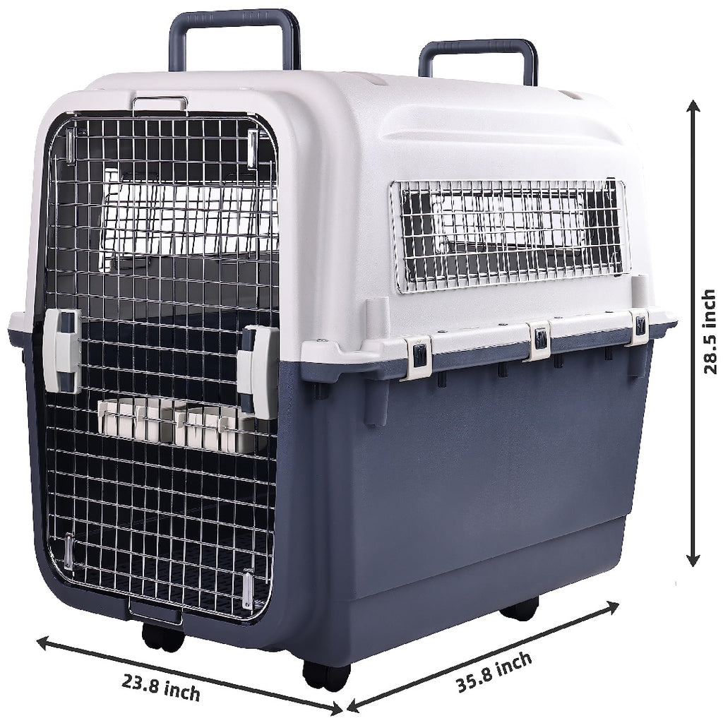Only Supports Self Pickup  Plastic Dog Kennel, Pet Transport, Rolling Plastic Airline Approved Wire Door Travelling Dog Crate, Small-Medium-Large